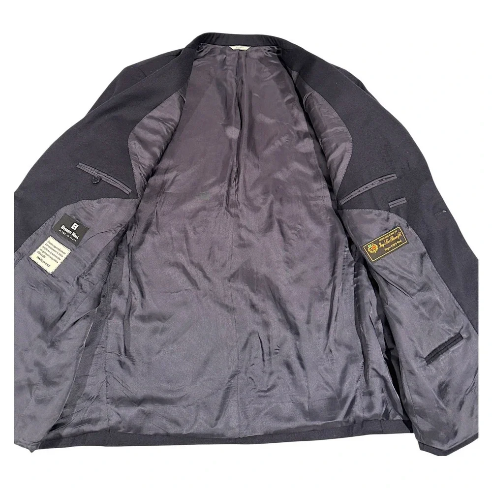 Everett Hall Navy Blue Blazer Loro Piana‎ Super 130s Wool Made in Italy Mens 46R